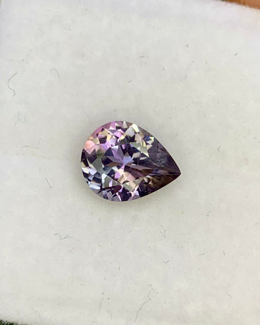 Natural Unheated Bi-Color Tanzanite 0.94 Carat 7.5x6 MM Pear Shape Faceted Gemstone