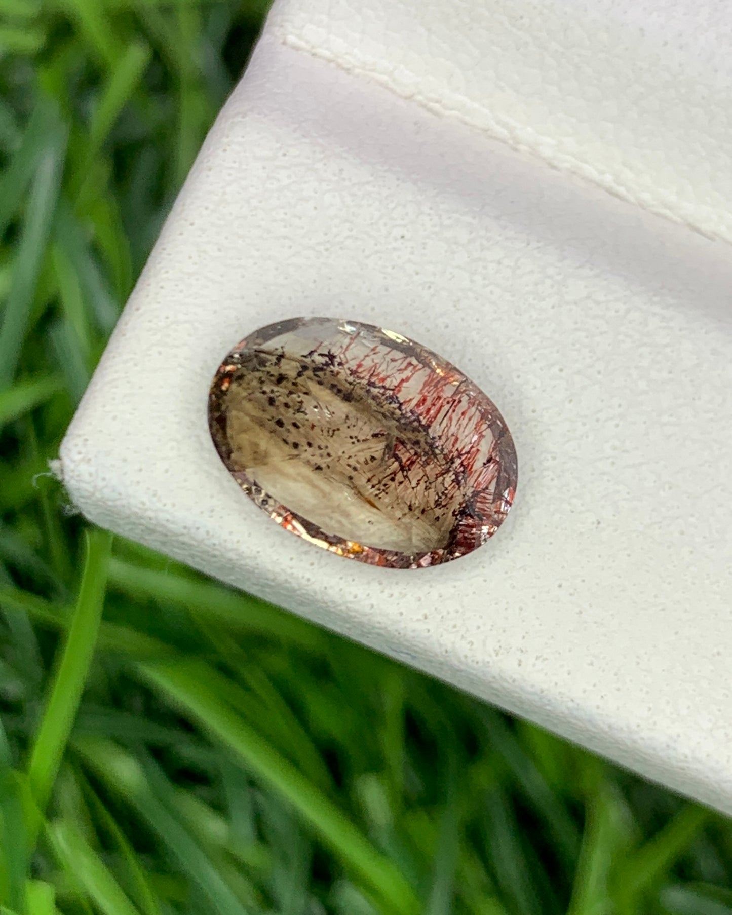 Natural Super Seven 1.79 Carat 9.7x6.9 MM Oval Shape Faceted Gemstone with 7 Crystals Healing Stone Seven Chakra Melody Stone