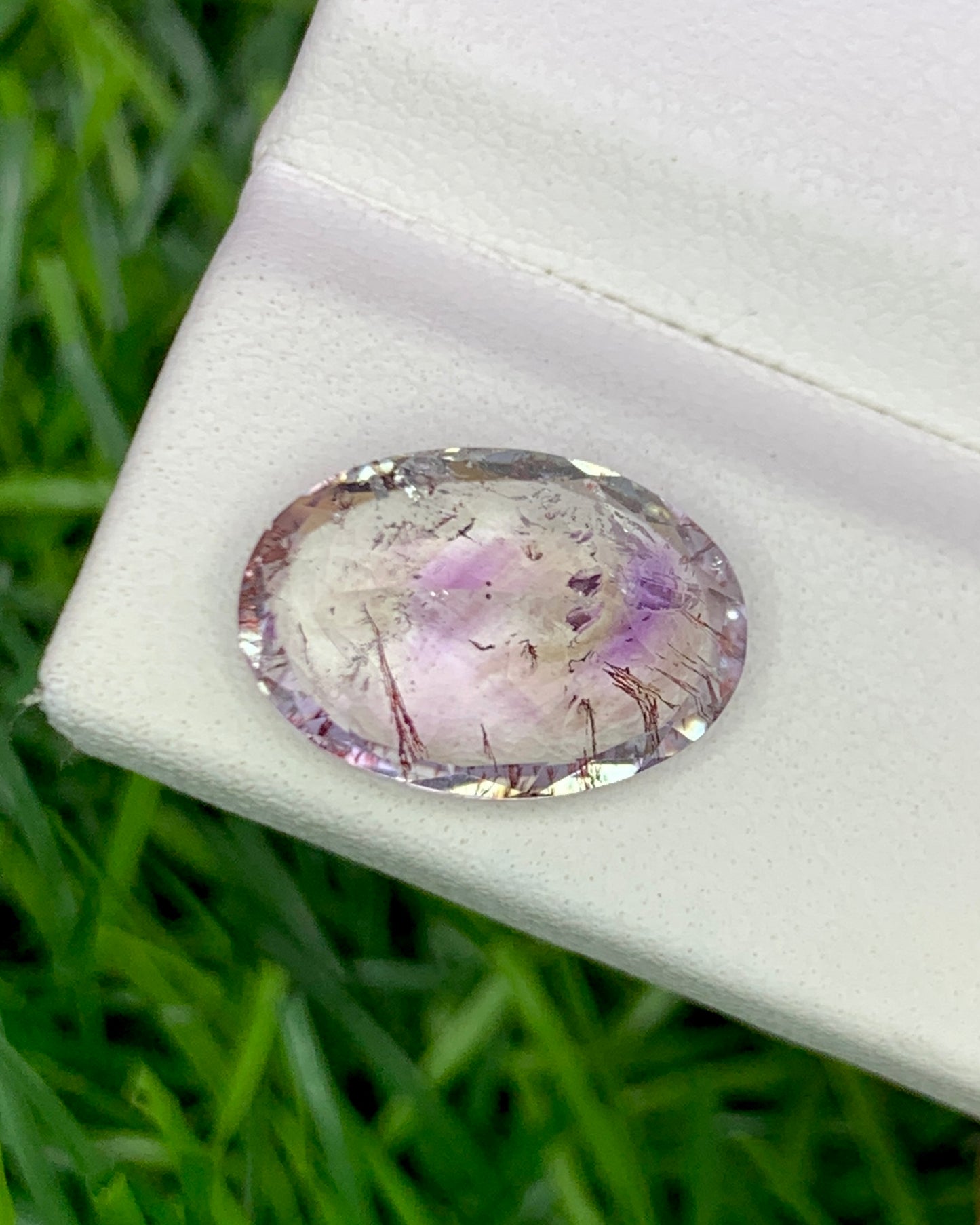 Natural Super Seven 4.08 Carat 13.1x9.1 MM Oval Shape Faceted Gemstone with 7 Crystals Healing Stone Seven Chakra Melody Stone