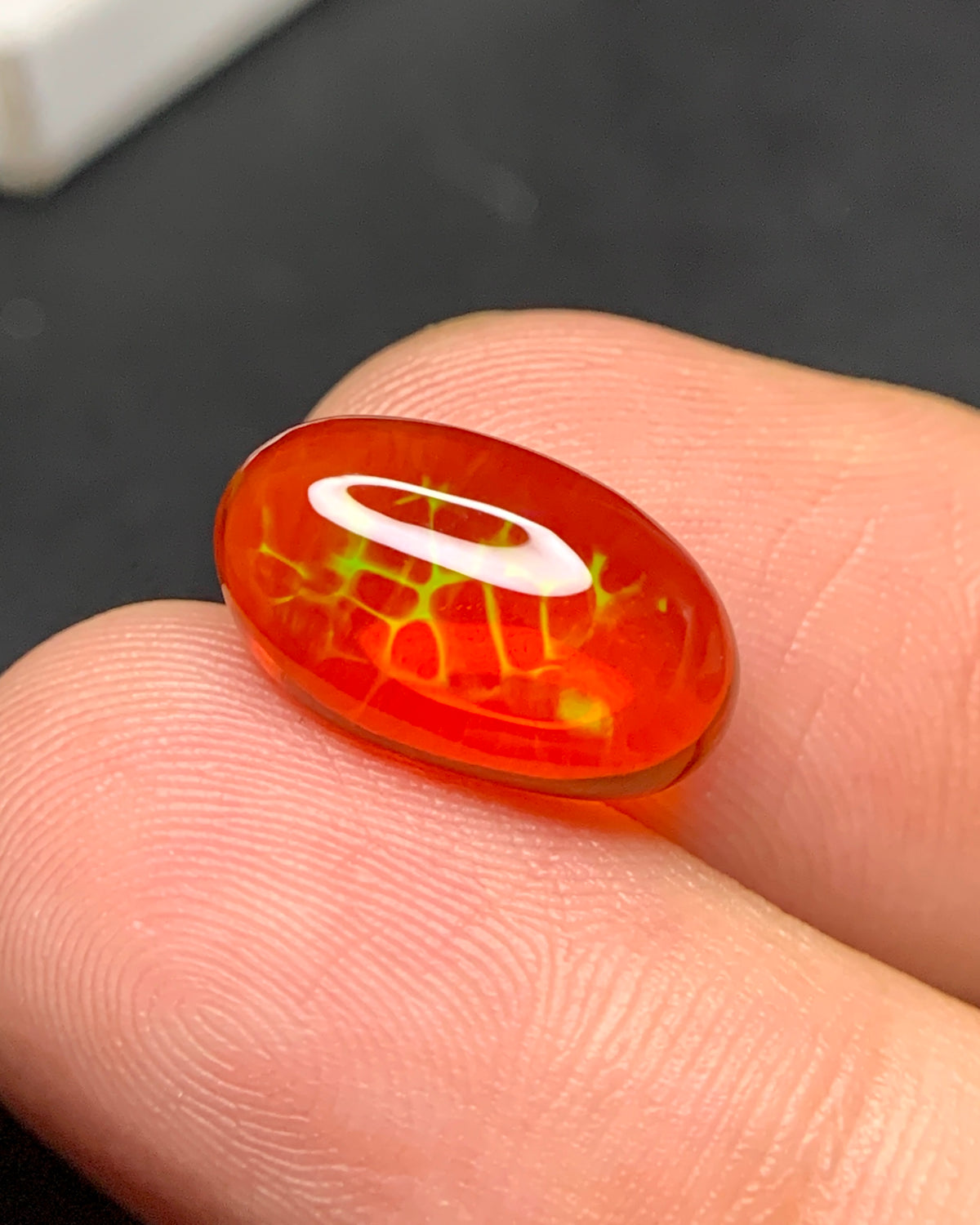 Natural Mexican Fire Honeycomb Opal 3.66 Carat 14.3x8.6 MM Oval Shape Cabochon Gemstone