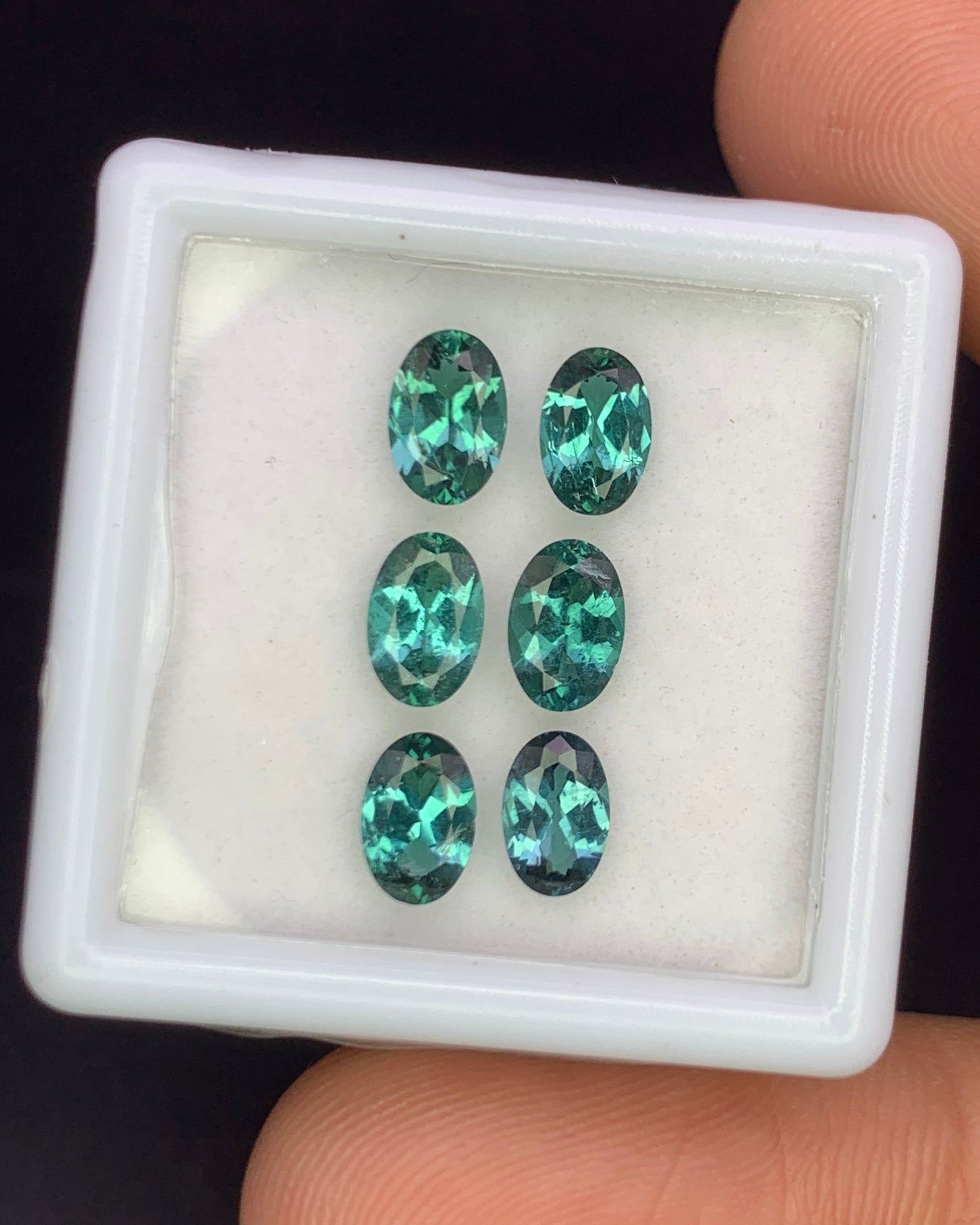 Natural Indicolite Tourmaline Lot 2.37 Carat 6x4 MM Oval Shape Faceted Gemstone 6 Piece Lot