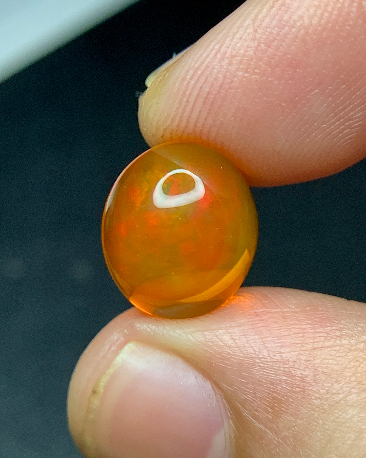 Natural Mexican Fire Opal 4.22 Carat 11.5x10 MM Oval Shape Cabochon Gemstone