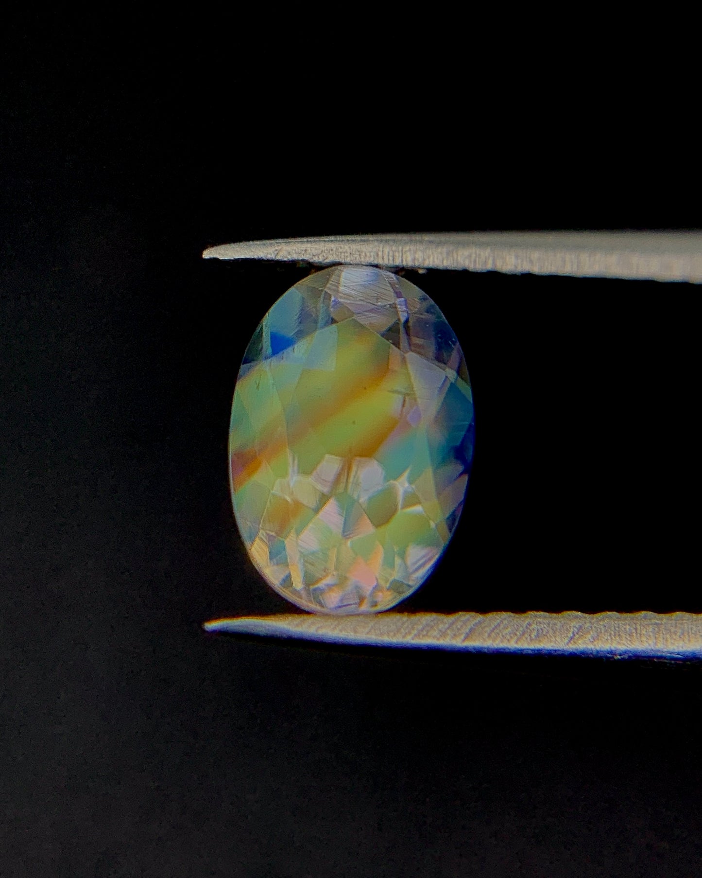 Natural Multi Fire Rainbow Moonstone 0.39 Carat 5.5x3.9 MM Oval Shape Faceted Gemstone