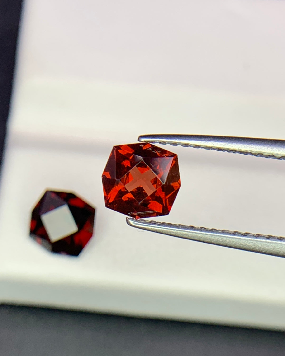 Natural Red Garnet 1.91 Carat 6x6 MM Fancy Shape Faceted Gemstone 2 Piece Lot