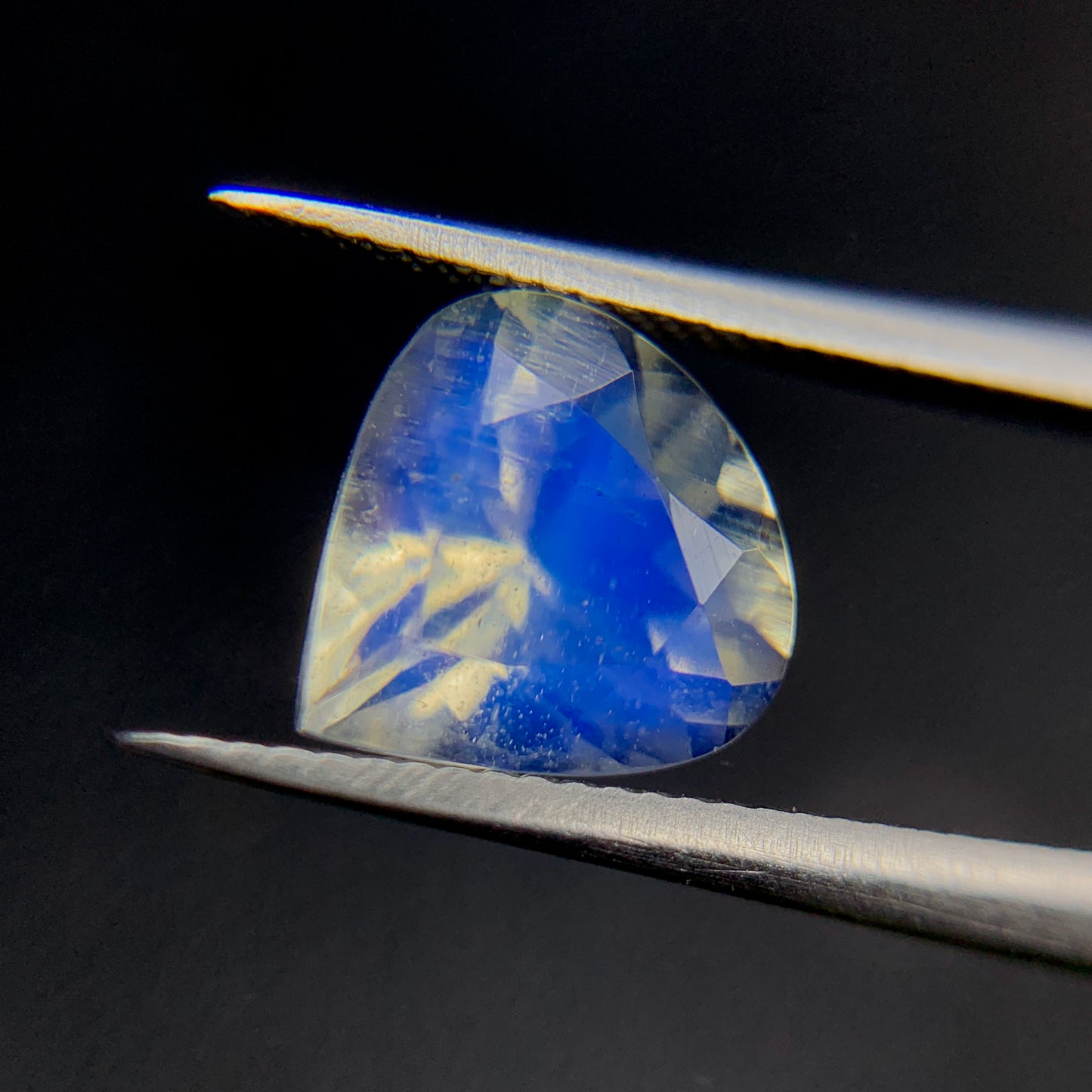 Natural Blue Fire Rainbow Moonstone 1.30 Carat 7.6x7.5 MM Heart Shape Faceted Gemstone