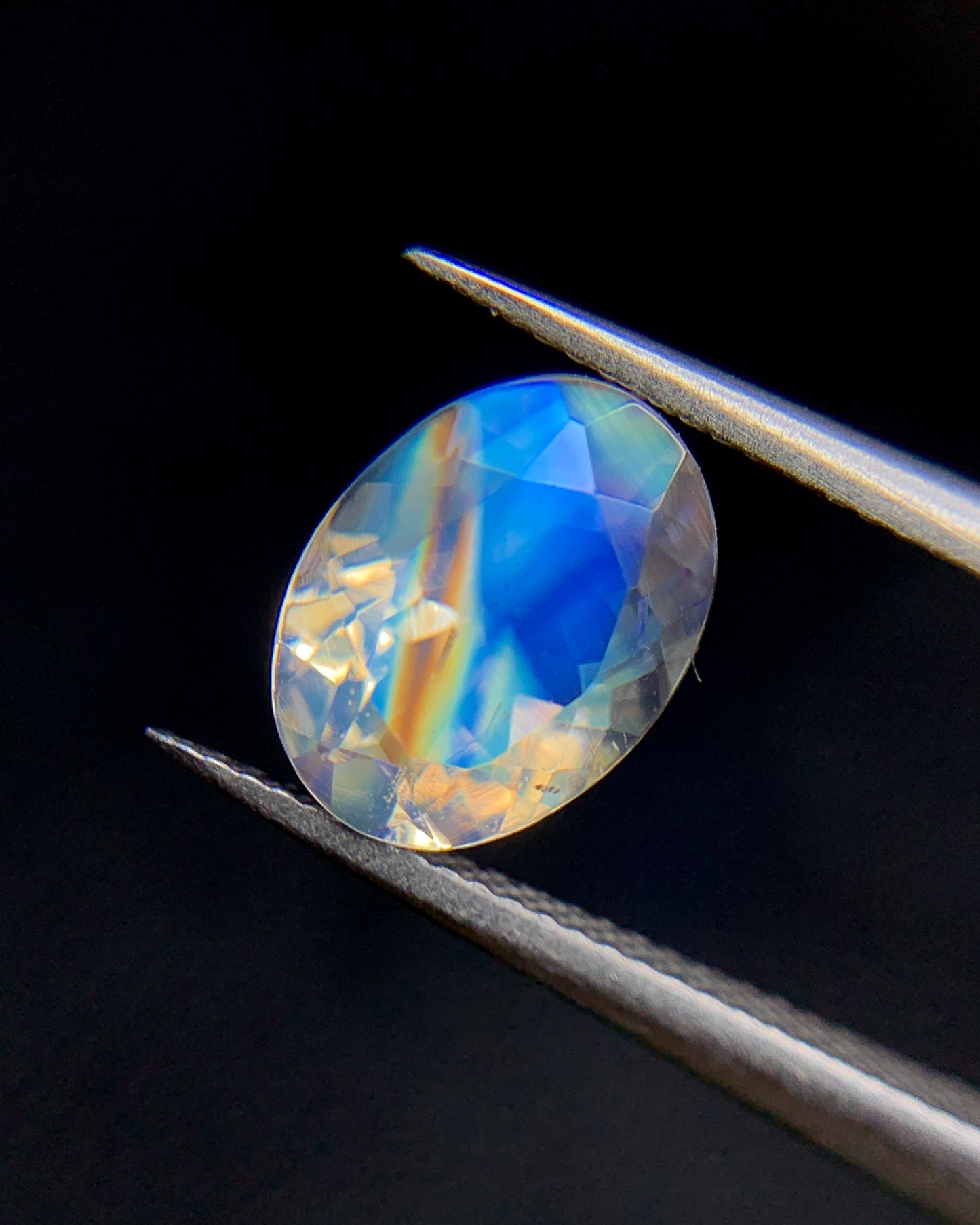 Natural Multi Fire Rainbow Moonstone 1.14 Carat 8x6 MM Oval Shape Faceted Gemstone