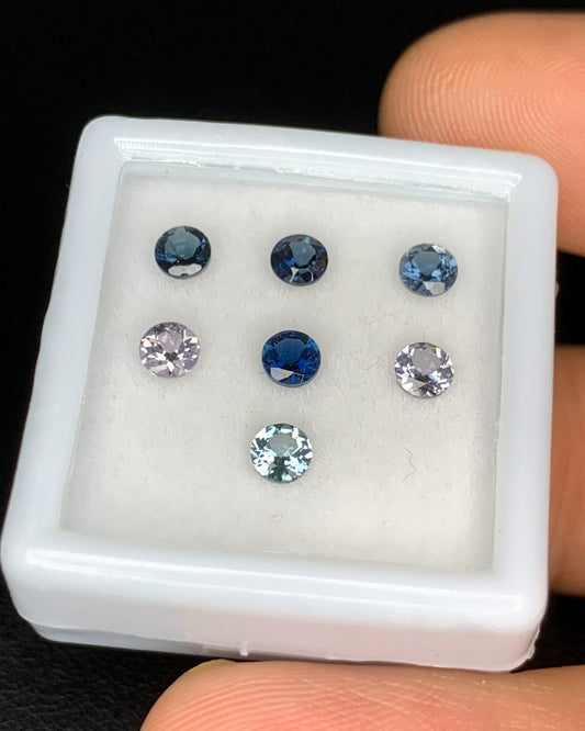 Natural Multi Color Tourmaline Lot 1.10 Carat 3.5x3.5 MM Round Shape Faceted Gemstone 7 Piece Lot