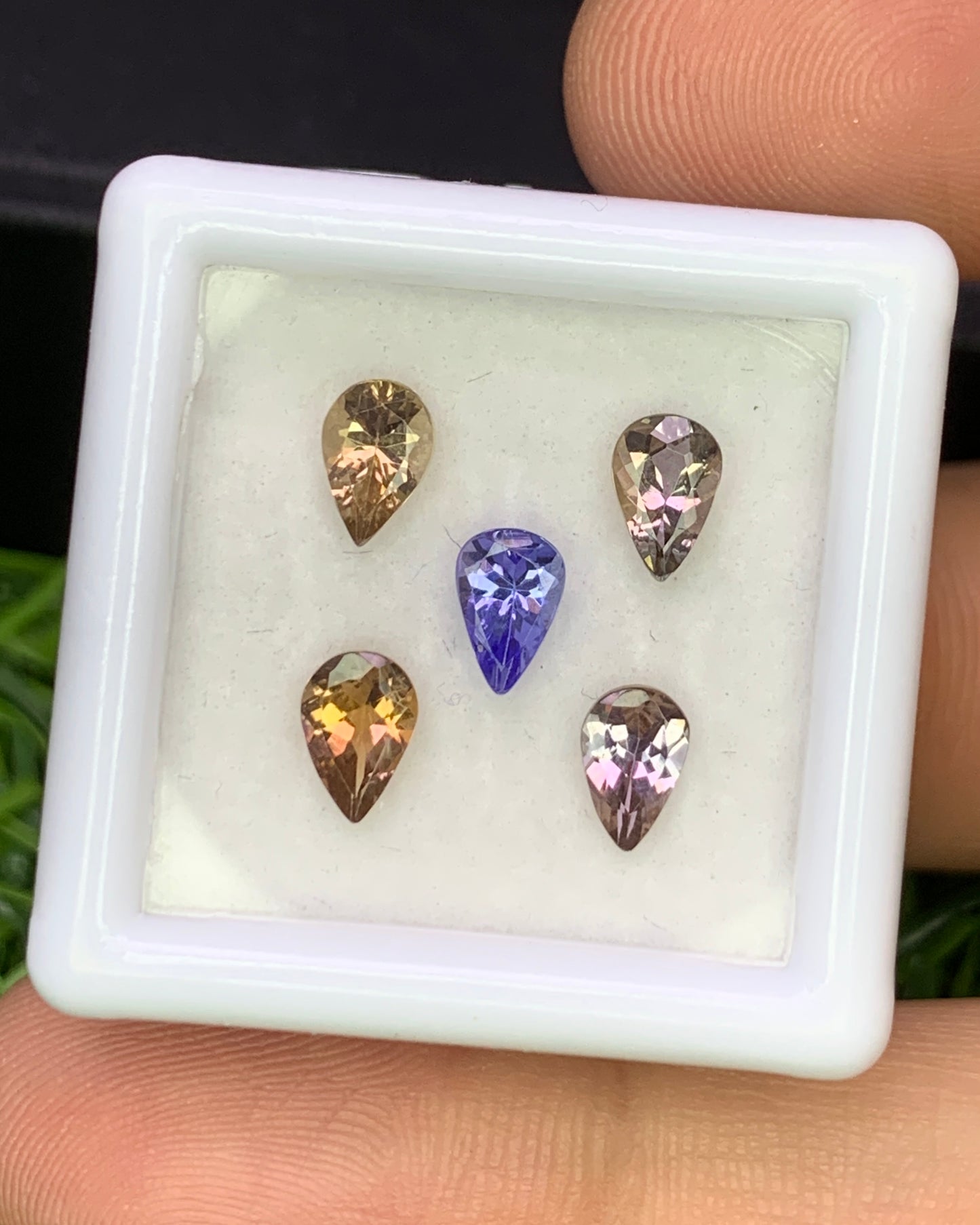 Natural Unheated Bi Color Tanzanite Lot 2.05 Carat 6x4 MM (Approx) Pear Shape Faceted Gemstone 5 Piece Lot