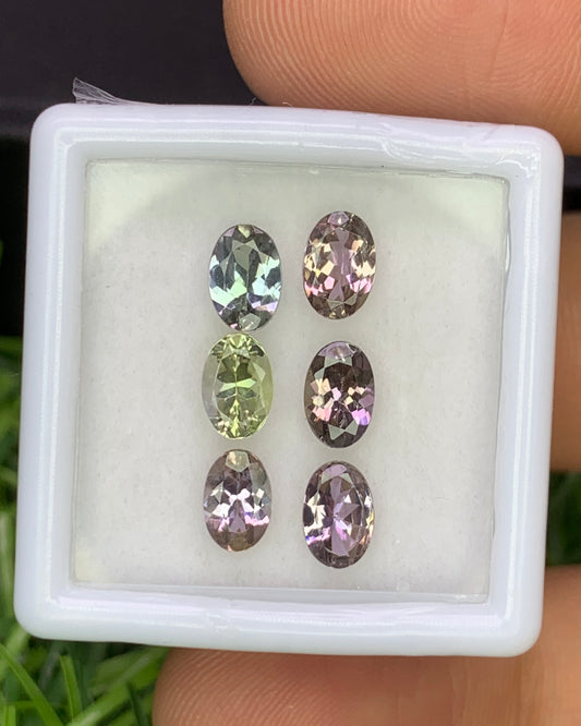 Natural Unheated Bi Color Tanzanite Lot 2.85 Carat 6x4 MM (Approx) Oval Shape Faceted Gemstone 6 Piece Lot
