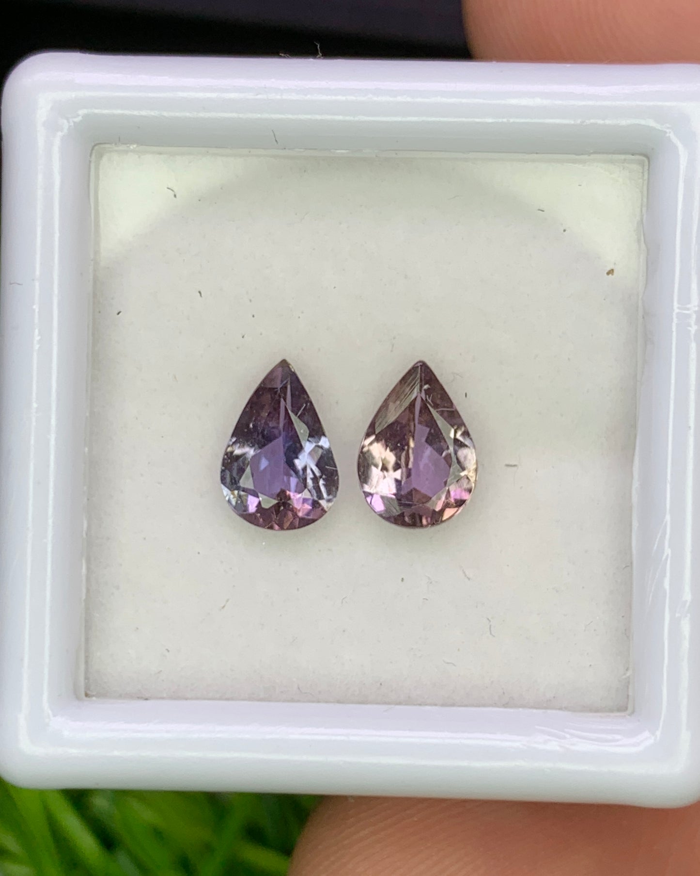 Natural Unheated Bi Color Tanzanite Lot 1.23 Carat 7x5 MM Pear Shape Faceted Gemstone 2 Piece Lot