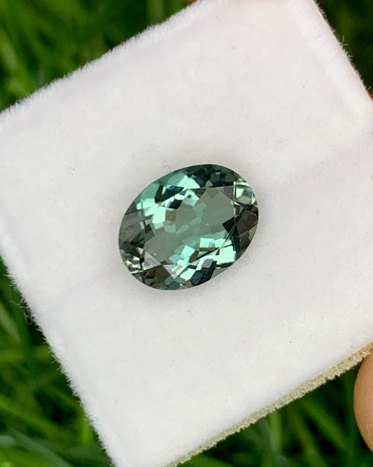 Natural Green Gray Tourmaline 1.09 Carat 8x6 MM Oval Shape Faceted Gemstone