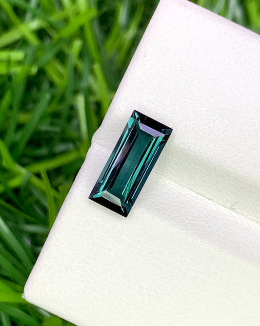 Natural Indicolite Tourmaline 1.17 Carat 9.5x4 MM Baguette Shape Faceted Gemstone