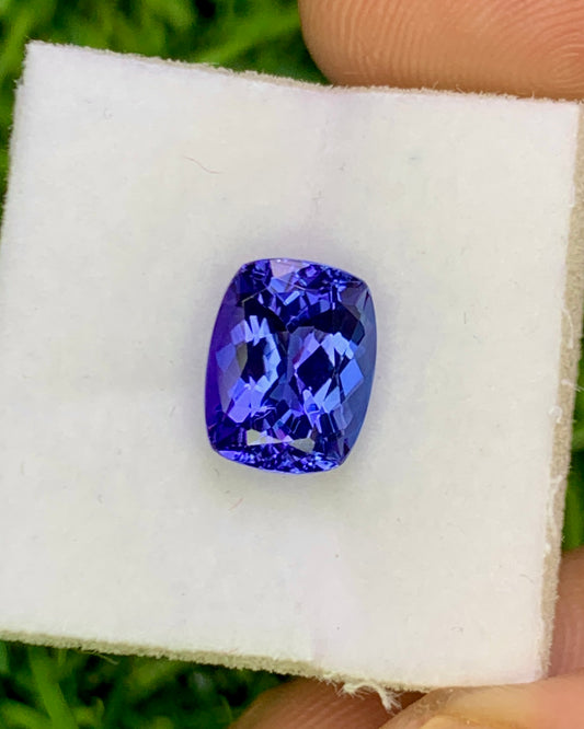 Natural Bi Color Tanzanite 2.76 Carat 9.1x7.1 MM Cushion Shape Faceted Gemstone