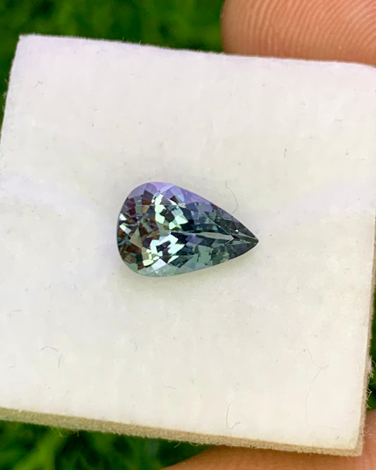 Natural Bi Color Tanzanite 1.34 Carat 9x6 MM Pear Shape Faceted Gemstone
