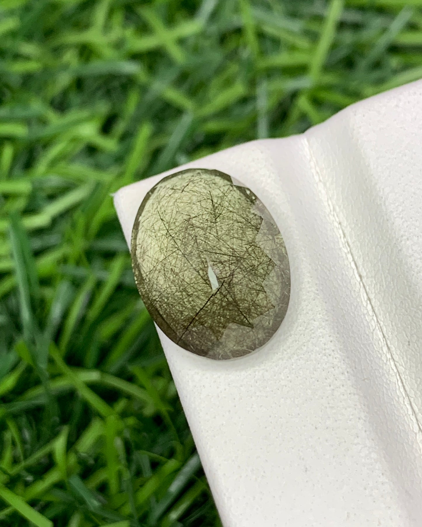 Natural Green Rutile Quartz 9.60 Carat 16.1x12 MM Oval Shape Faceted Gemstone