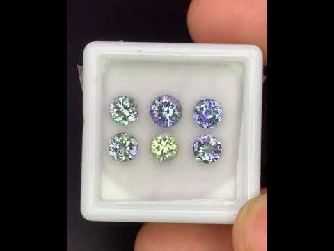 Natural Bi Color Tanzanite Lot 2.93 Carat 5x5/5.5x5.5 MM Round Shape Faceted Gemstone 6 Piece Lot