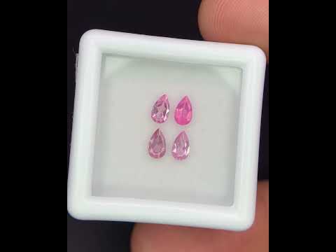 Natural Pink Spinel Lot 0.81 Carat 5x3 MM Pear Shape Faceted Gemstone 4 Piece Lot