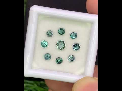 Natural Indicolite Tourmaline Lot 0.98 Carat 4x4/3x3 MM Round Shape Faceted Gemstone 9 Piece Lot
