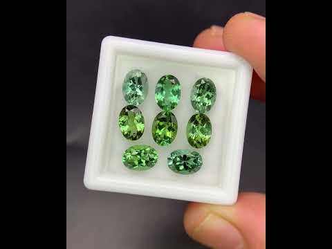 Natural Green Tourmaline Lot 6.22 Carat 7X5 MM Oval Shape Faceted Gemstone 8 Piece Lot