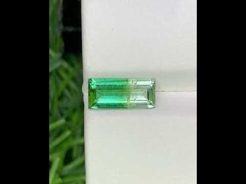 Natural Bi Color Tourmaline 1.58 Carat 11x5 MM Baguette Shape Faceted Gemstone