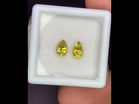 Natural Canary Tourmaline Lot 0.93 Carat 6.3x4.3/6.2x4.2 MM Pear Shape Faceted Gemstone 2 Piece Lot
