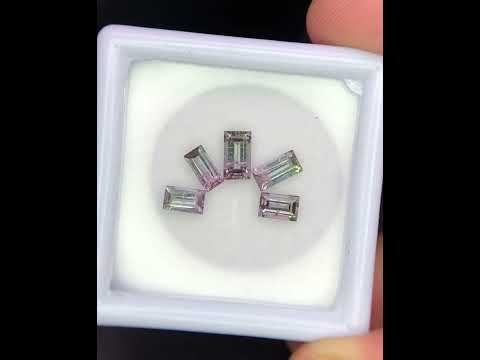 Natural Bi Color Tourmaline Lot 2.81 Carat Mix Size Baguette Shape Faceted Gemstone 5 Piece Lot