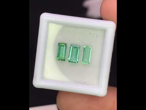 Natural Indicolite Tourmaline Lot 1.94 Carat 7x4 mm Baguette Shape Faceted Gemstone 3 Piece Lot