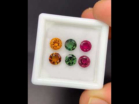 Natural Multi Color Tourmaline Lot 2.82 Carat 5x5 MM Round Shape Faceted Gemstone 6 Piece Lot