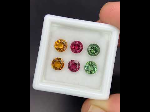 Natural Multi Color Tourmaline Lot 2.87 Carat 5x5 MM Round Shape Faceted Gemstone 6 Piece Lot
