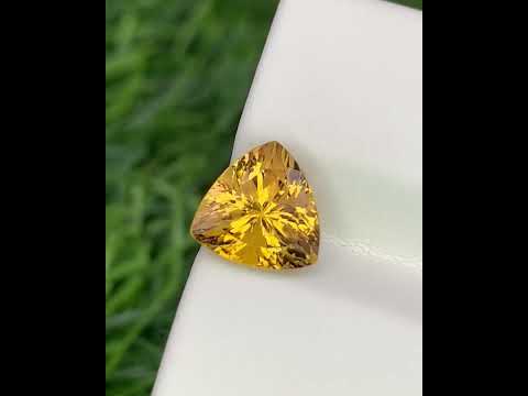 Natural Yellow Tourmaline 3.09 Carat 9x9 MM Trillion Shape Faceted Gemstone