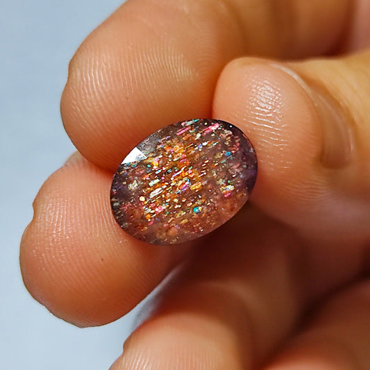 Natural Rare BloodShot Iolite Sunstone 4.12 Carat 14x10 MM Oval Shape Faceted Gemstone