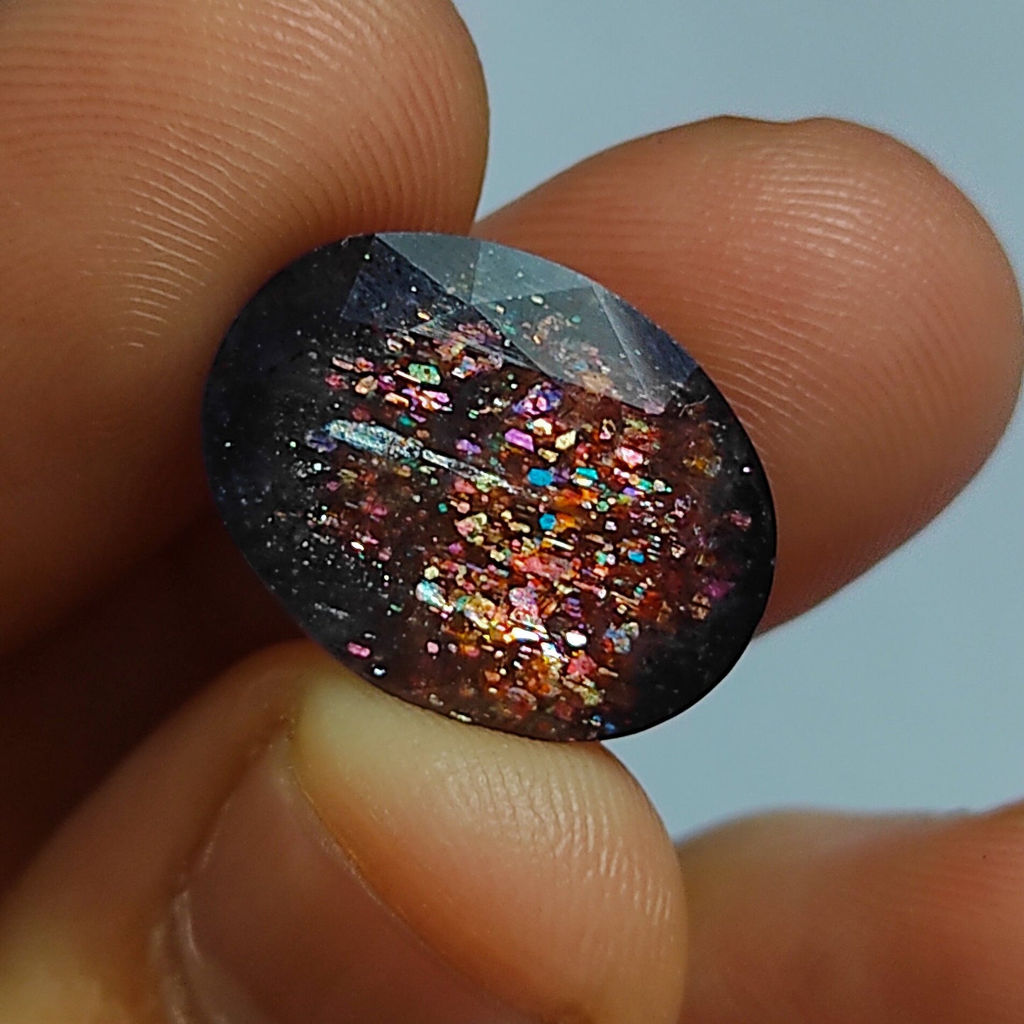 Natural Rare BloodShot Iolite Sunstone 9.28 Carat 16x12 MM Oval Shape Faceted Gemstone