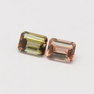 Natural Bi-Color Andalusite Lot 0.46 Carat 4x3 MM Octagon Shape Faceted Gemstone 2 Piece Lot
