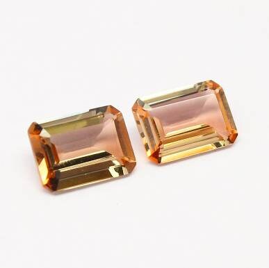 Natural Bi-Color Andalusite Lot 1.44 Carat 6.7x4.8 6.8x4.9 MM Octagon Shape Faceted Gemstone 2 Piece Lot