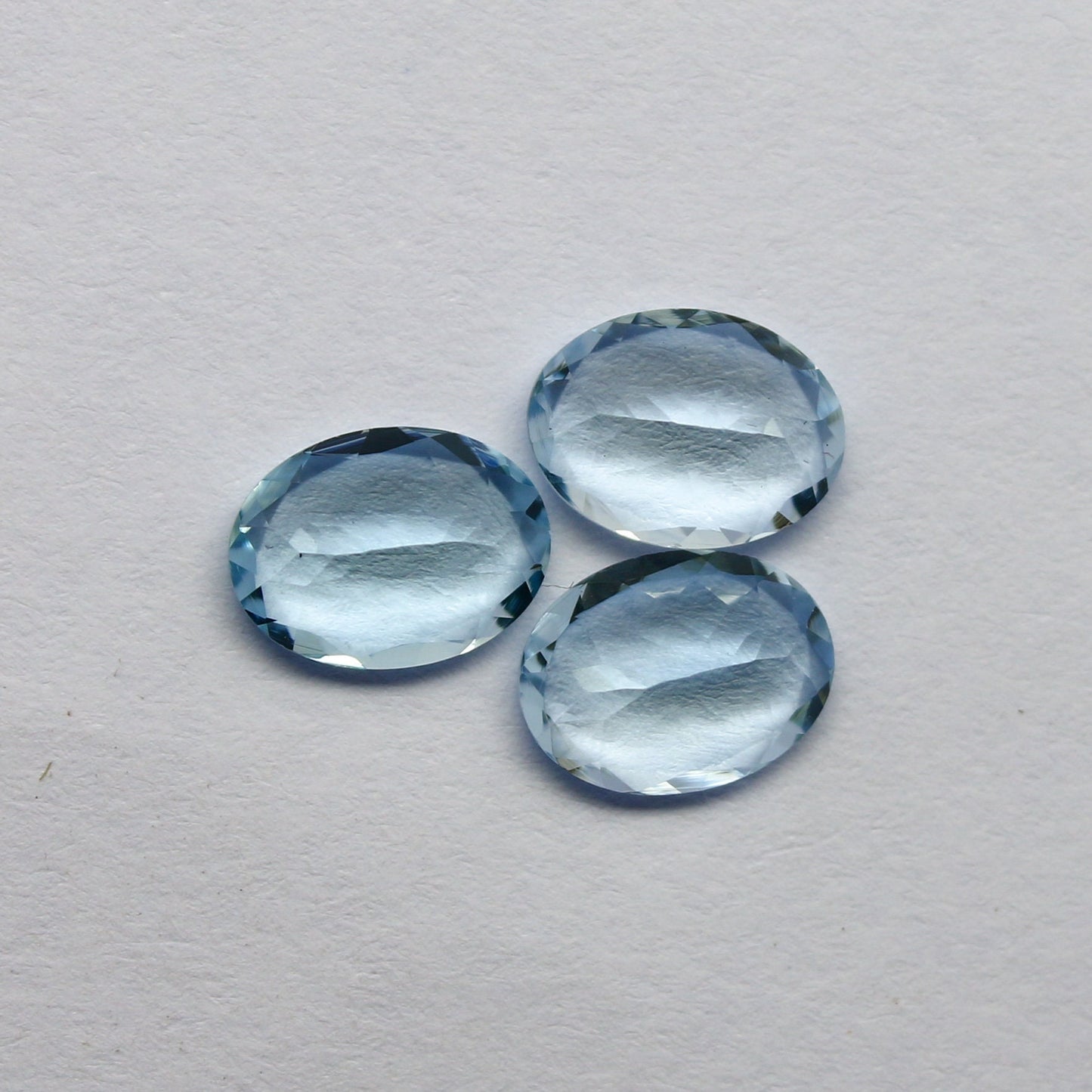 Natural Flawless Aquamarine Lot 3.18 Carat 8x6 MM Oval Shape Faceted Gemstone 3 Piece Lot
