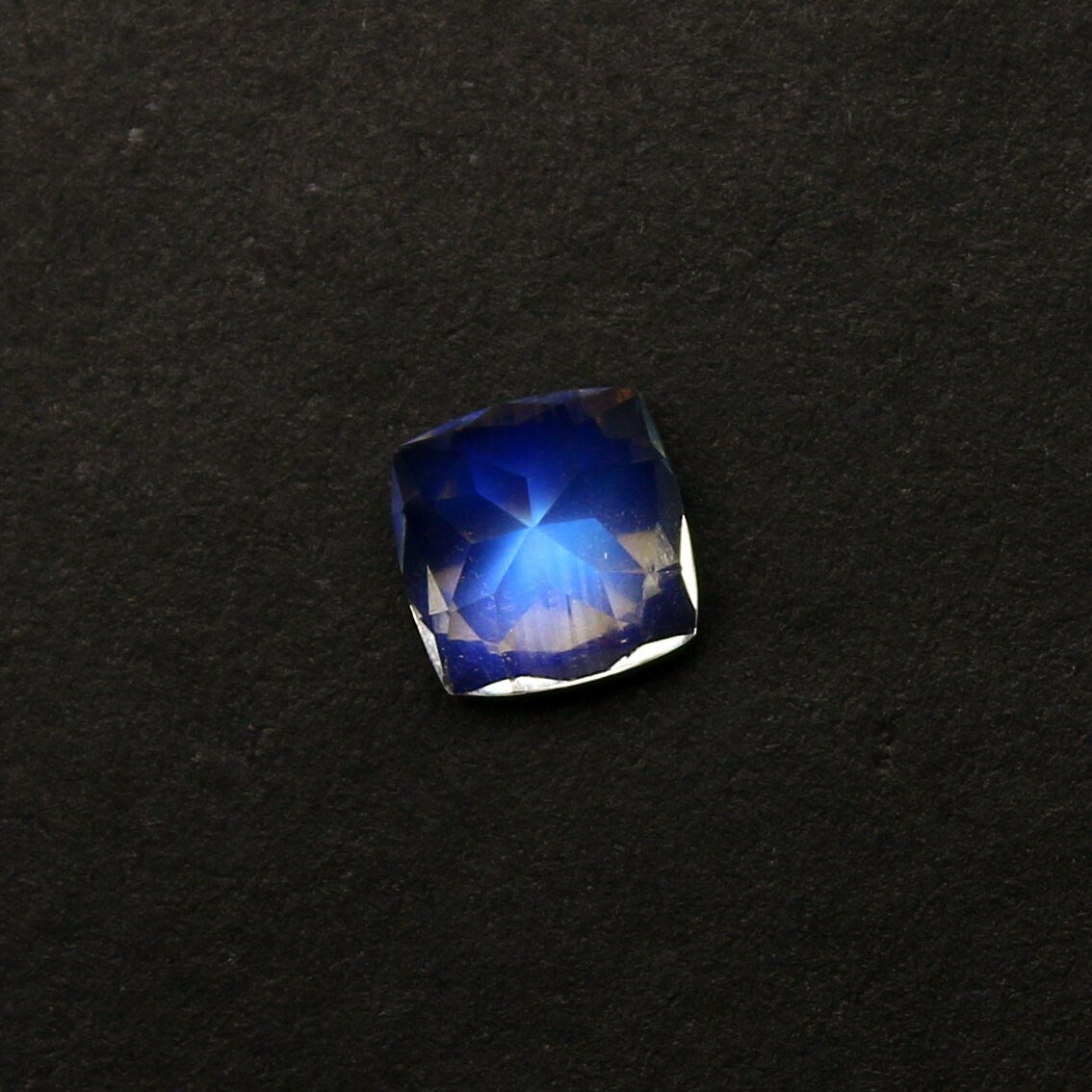 Natural Blue-Fire Rainbow Moonstone 0.49 Carat 4.7x4.7 MM Cushion Shape Faceted Gemstone