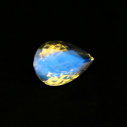 Natural Blue-Fire Rainbow Moonstone 3.61 Carat 13x9 MM Pear Shape Faceted Gemstone