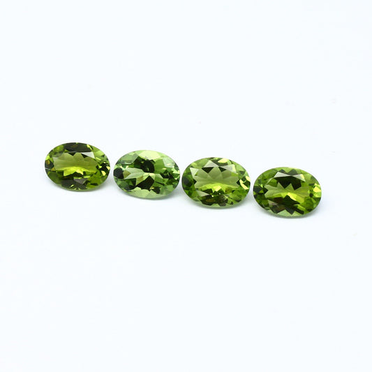 Natural Green Tourmaline lot 2.87 Carat 7x5 MM Oval Faceted Gemstone 4 Piece Lot