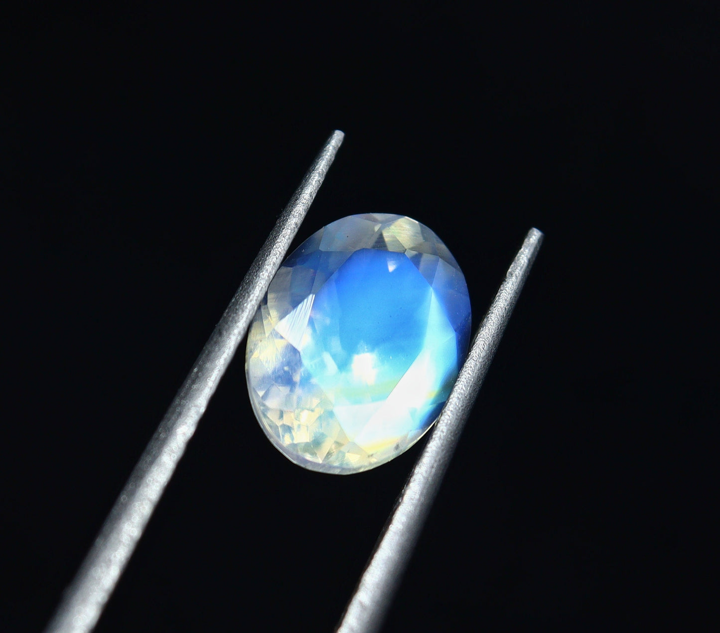 Natural Multi-Fire Rainbow Moonstone 1.56 Carat 9x6.7 MM Oval Shape Faceted Gemstone