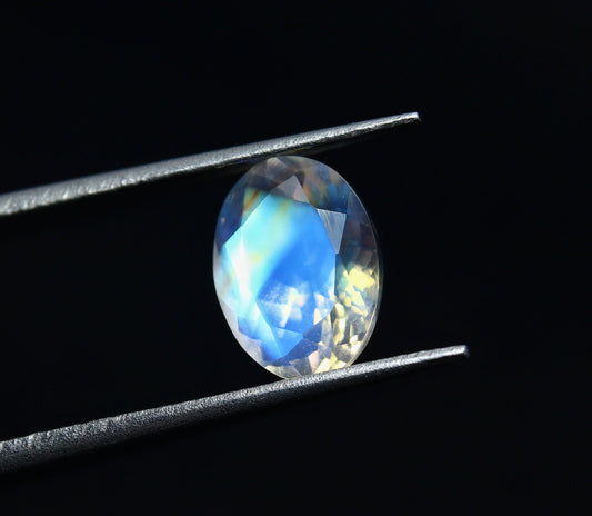 Natural Multi-Fire Rainbow Moonstone 1.56 Carat 9x6.7 MM Oval Shape Faceted Gemstone