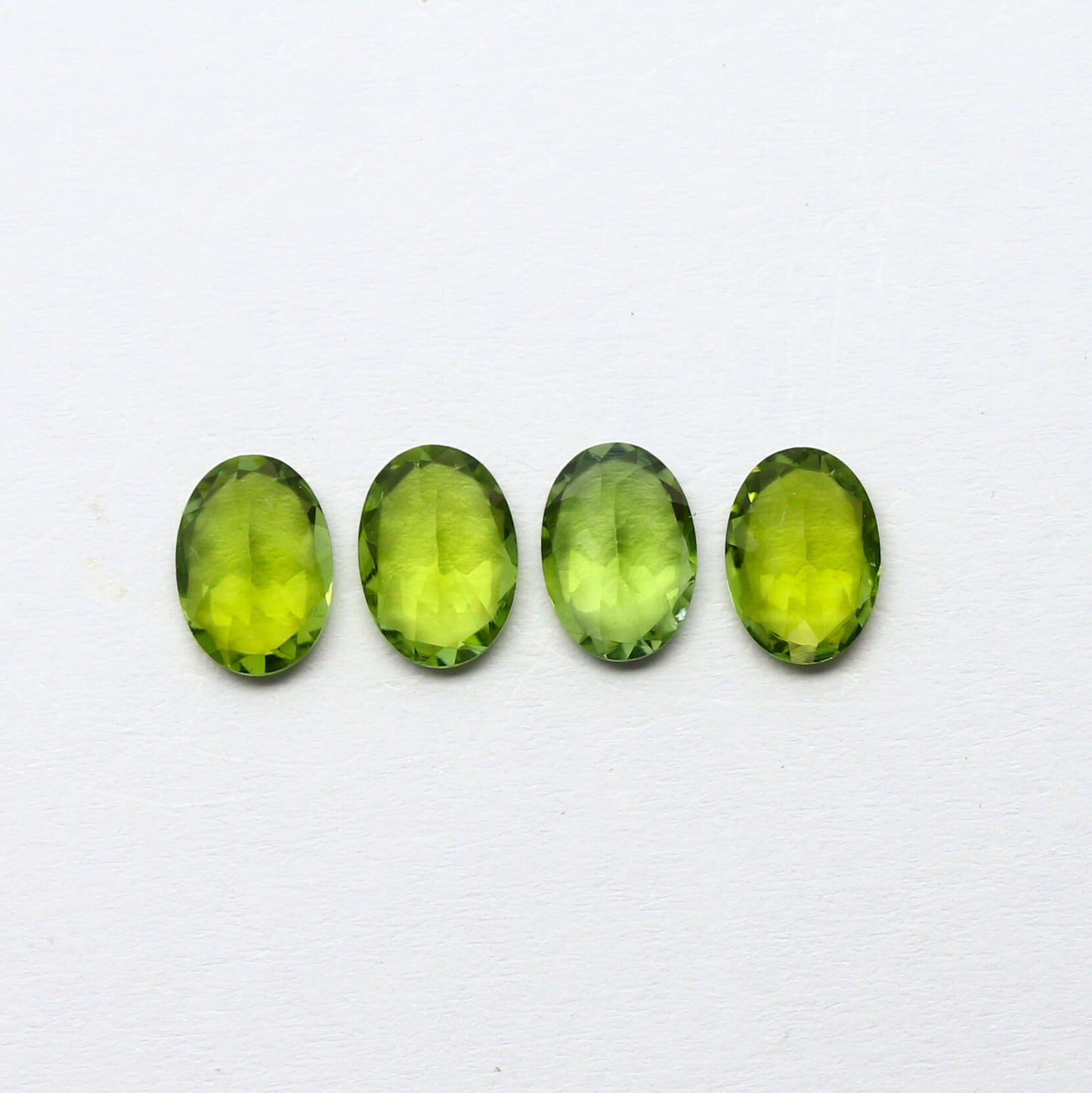Natural Green Tourmaline lot 2.87 Carat 7x5 MM Oval Faceted Gemstone 4 Piece Lot