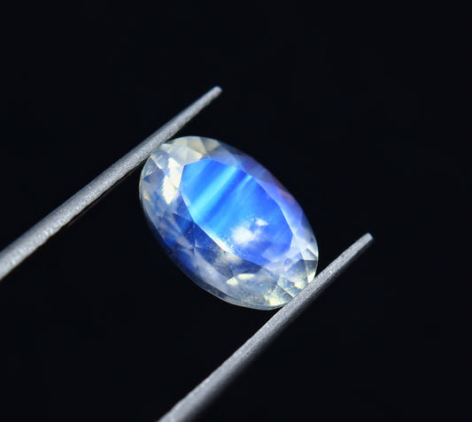 Natural Multi-Fire Rainbow Moonstone 1.77 Carat 9.5x6.4 MM Oval Shape Faceted Gemstone