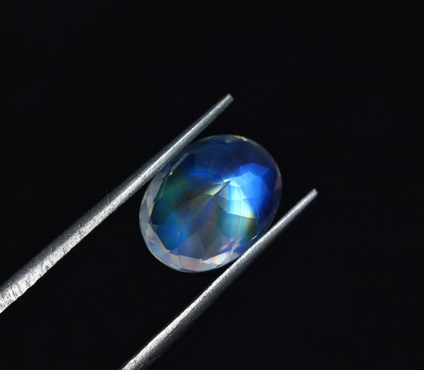 Natural Flawless Multi-Fire Rainbow Moonstone 1.62 Carat 8.9x6.9 MM Oval Shape Faceted Gemstone