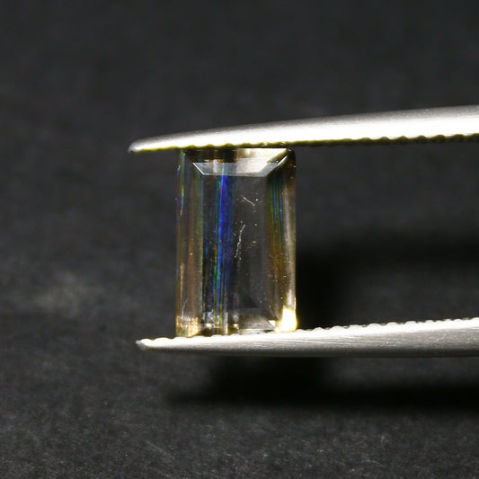 Natural Multi-Fire Rainbow Scapolite 1.14 Carat 8.8x5.5 MM Baguette Shape Faceted Gemstone