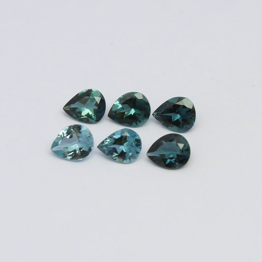 Natural Indicolite Tourmaline Lot 1.74 Carat 5x4 MM Pear Shape Faceted Gemstone 6 Piece Lot