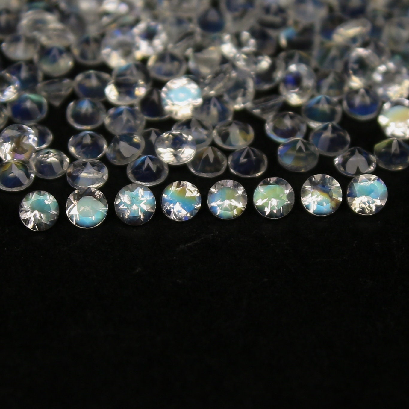 Natural Multi-Fire Rainbow Moonstone (Andesine Labradorite) Lot 2x2 MM Round Shape Faceted Gemstone