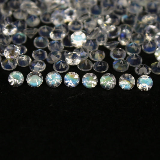 Natural Multi-Fire Rainbow Moonstone (Andesine Labradorite) Lot 2x2 MM Round Shape Faceted Gemstone