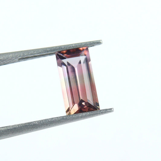 Natural Tri-color Tourmaline 0.88 Carat 8x4 MM Baguette Shape Faceted Gemstone
