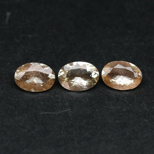 Natural Oregon Sunstone Lot 1.69 Carat 7x5 MM Oval Shape Faceted Gemstone 3 Piece Lot