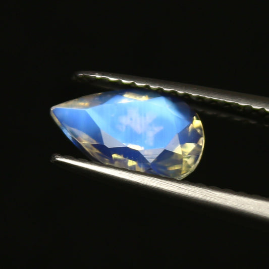 Natural Blue-Fire Rainbow Moonstone 1.40 Carat 9.6x6.3 MM Pear Shape Faceted Gemstone